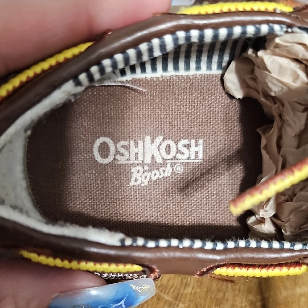OshKosh B'gosh Brown Moccasins with Yellow Laces
